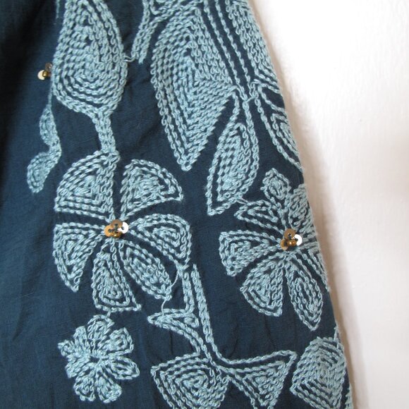 ANTHROPOLOGIE Teal Embroidered Peasant Blouse NWT - Picture 7 of 15